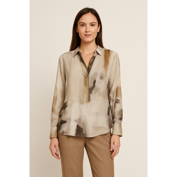 PIAZZA SEMPIONE Poplin Tunic Top IT 48 US XL Abstract Floral Print Made in Italy - Picture 1 of 8